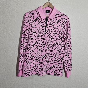 Lazy Oaf Pink/Black Smiley Face Print Shirt